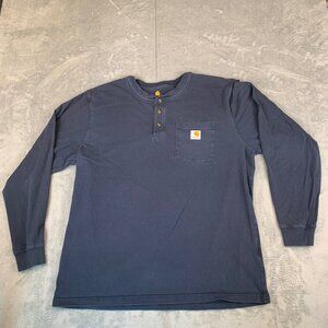 Carhartt K128 Men’s Large Gray Henley Long Sleeve Pocket Work Shirt Heavyweight